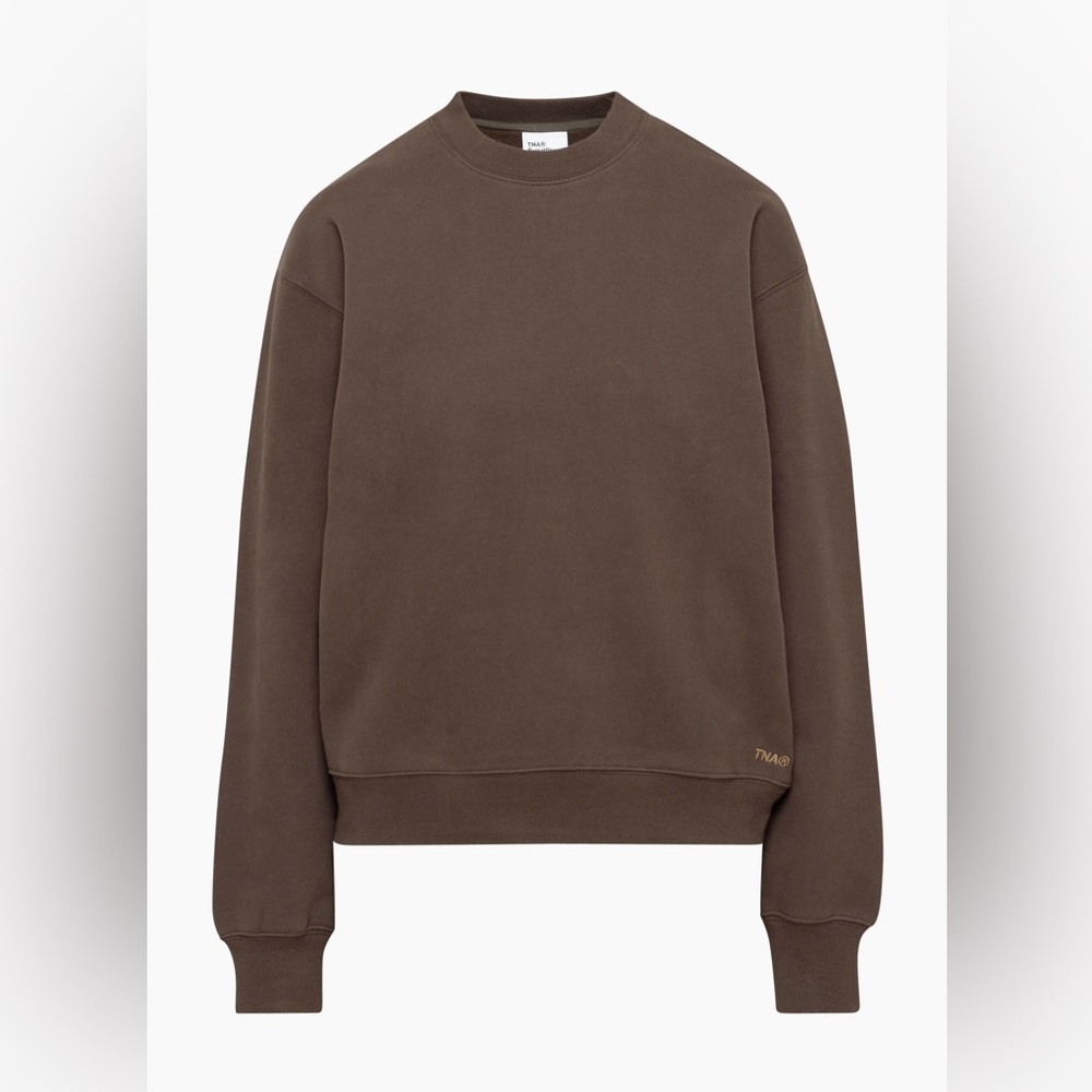 Aritzia TNA Cozy Fleece Perfect Crew Sweatshirt Rich Mocha Brown